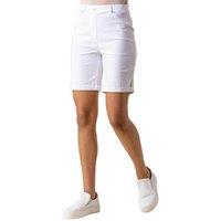 Roman Women's Elastic Waist Turn Up Stretch Shorts in White | Size: 18