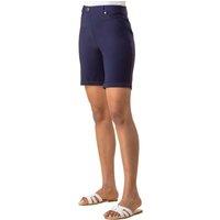 Roman Women's Elastic Waist Turn Up Stretch Shorts in Navy | Size: 22