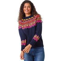 Roman Women's Heart Print Crew Neck Knit Jumper in Bright Pink | Size: 16