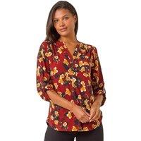 Roman Women's Button Detail Floral Print Shirt in Wine | Size: 20
