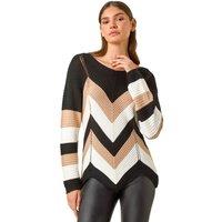 Roman Women's Chevron Colour Block Jumper in Black | Size: 12