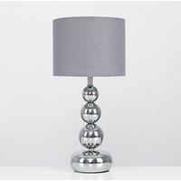 ValueLights Marissa Stacked Ball Silver Chrome Touch Table Lamp in Grey