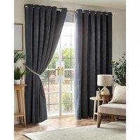 Luxury Living Chenille Blackout Ring Top Eyelet Curtains in Charcoal | Size: 117 cm width x 183 cm drop