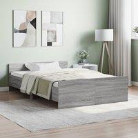 Bed Frame with Headboard and Footboard Grey Sonoma 120x190 cm Small Double