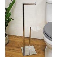 Showerdrape Stamford Stainless Steel Chrome Toilet Roll Holder & Spare Paper Holder Combination in Silver