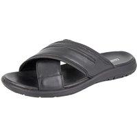 Roamers Men's Nubuck Crossover Strap Mules in Black | Size: 6