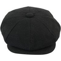 TruClothing Men's 8 Panel Flat Newsboy Grandad Tweed Hat Peaky Blinders in Black | Size: XL