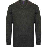 Henbury Men's Cotton Acrylic V Neck Sweatshirt in Grey | Size: 2XL