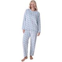 Camille Women's Supersoft Printed Full Length Pyjama Set in Aqua | Size: 14-16