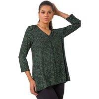 Roman Women's Spot Print Pleat Front Tunic Top in Green | Size: 12