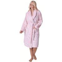 Camille Women's Luxurious Supersoft Printed Bathrobe in Pink | Size: 10-12