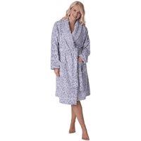 Camille Women's Luxurious Supersoft Printed Bathrobe in Grey | Size: 10-12