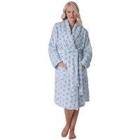 Camille Women's Luxurious Supersoft Printed Bathrobe in Aqua | Size: 10-12