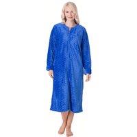 Camille Women's Supersoft Zip Front Embossed Housecoat in Blue | Size: 14-16