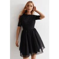 Cutie London Women's Black Lace Open Back Mini Dress | Size: 10