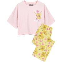 SpongeBob SquarePants Women's Short Sleeve Long Leg Pyjama Set | Pink/Yellow | Official Merch in Pink | Size: Large