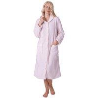Camille Women's Supersoft Button Front Housecoat in Pink | Size: 10-12