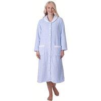 Camille Women's Supersoft Button Front Housecoat in Blue | Size: 10-12