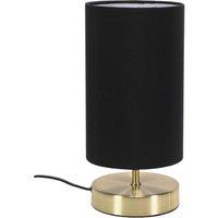 ValueLights Francis Brushed Gold Dimmable Touch Table Lamps with Fabric Shade in Black