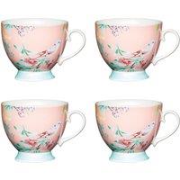 KitchenCraft Set of 4 China Peach Birds Footed Mugs in Baby Pink