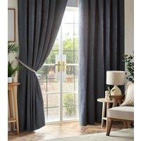 Luxury Living Chenille Blackout Pencil Pleat Top Curtains in Charcoal | Size: 117 cm width x 229 cm drop