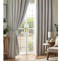 Luxury Living Chenille Blackout Pencil Pleat Top Curtains in Silver | Size: 168 cm width x 137 cm drop