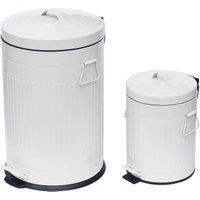 simpa 2PC Pedal Dustbins: 12L & 3L Duo Set in White
