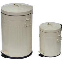 simpa 2PC Pedal Dustbins: 12L & 3L Duo Set in Cream