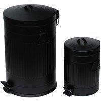 simpa 2PC Pedal Dustbins: 12L & 3L Duo Set in Black