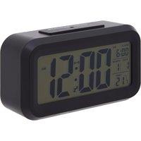 Orsina White LCD Digital Clock, Compact & Modern Display With Time, Date & Temperature, Battery-Operated With in Black