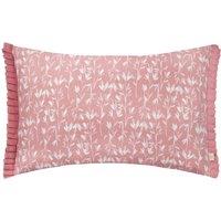 Wylder Belle 100% Cotton Botanical Pleat Fringe Cushion in Light Pink | Size: 30 cm x 50 cm