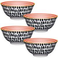 KitchenCraft Swirl 4-Piece Ceramic Bowl Set in Light Grey