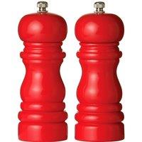 Orsina Red Hi Gloss Salt & Pepper Set, Durable 14cm Wooden Mills for Kitchen, Ergonomic Design