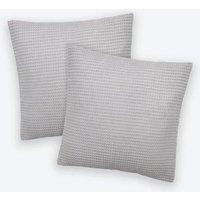 Allure Bath Fashions Hotel Waffle Cushion Covers Two Pack in Light Grey | Size: 50 cm x 50 cm