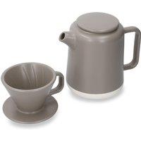 La Cafetiere Seville 4 Cup Stoneware Pour Over Coffee Set, Cream in Grey