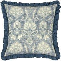 Paoletti Kirkton Floral Pleated Polyester Filled Cushion in Dark Blue | Size: 50 cm x 50 cm