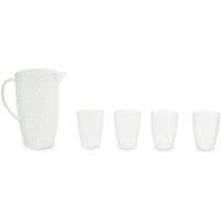 Orsina Functional 2.2L Plastic Pitcher With 4 Cups, Smart Design Pitcher Jug, Honeycomb Finish Plastic Pitcher in Clear