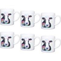 KitchenCraft Set Of 6 Cow Espresso Cups in White