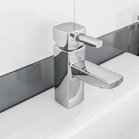 Nes Home Newport Bathroom Basin Sink Mono Mixer Tap & Waste Chrome in Silver