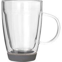 Orsina Premium Double Wall Glass Mug 350ml, Insulated Glass Coffee Mug, Non Slip Silicone Base Double Walled Mug in Clear