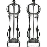 Orsina Small Acrylic Salt & Pepper Mill Set, Compact Transparent Grinders With Adjustable Ceramic Mechanism in Clear