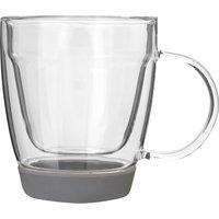 Orsina Insulated Double Wall Glass Mug 220ml, Premium Glass Coffee Mug, Non Slip Silicone Base Double Walled Mug in Clear
