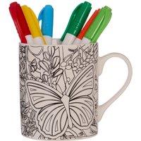Orsina Butterflies Colour In Mug, Bone China Decorative Mug With Butterfly Design, Ideal For Creative Home Decor