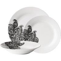 Orsina Durable Prince 12 Piece Black Dinner Set, Stylish Dinner Set For Dinner, Contemporary Design Crockery Set