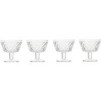 Orsina Sturdy Set Of Four Clear Dessert Dishes, Embossed Sundae Bowls For Snacks, Mini Dessert Cups For Pudding