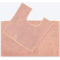 Allure Bath Fashions Supersoft Chenille Bobble Two Piece Bath & Pedestal Mat Set in Pale Pink