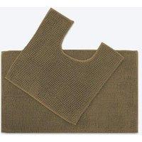 Allure Bath Fashions Supersoft Chenille Bobble Two Piece Bath & Pedestal Mat Set in Brown