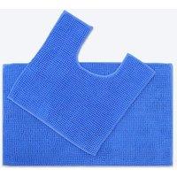 Allure Bath Fashions Supersoft Chenille Bobble Two Piece Bath & Pedestal Mat Set in Blue