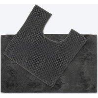 Allure Bath Fashions Supersoft Chenille Bobble Two Piece Bath & Pedestal Mat Set in Charcoal