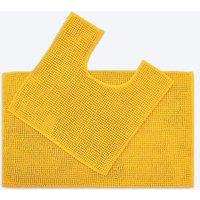 Allure Bath Fashions Supersoft Chenille Bobble Two Piece Bath & Pedestal Mat Set in Mustard